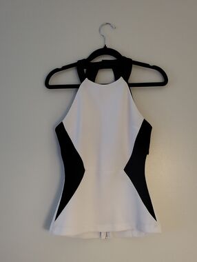 XOXO Black and White Halter Peplum Camisole